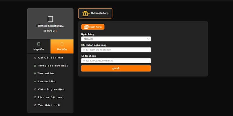 Các bước giao dịch rút thưởng tại OKE179 qua ngân hàng